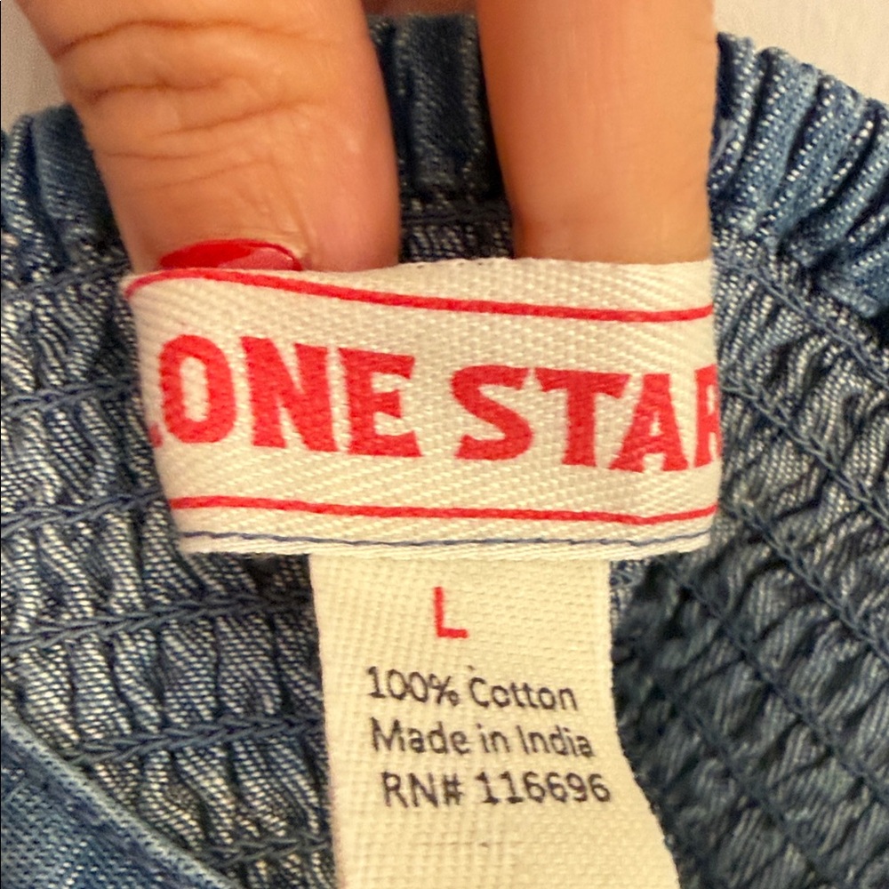 Classic Denim Blue Crop Top with Smocked Back and Adjustable Straps - Picture 2 of 9